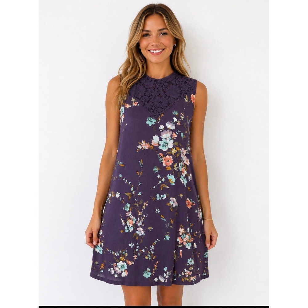 Purple floral Mi Ami Women's dress Large